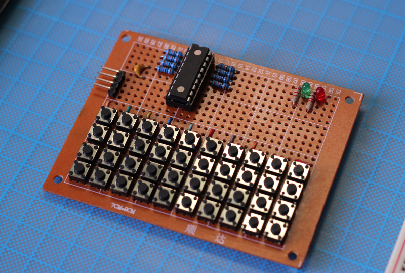 The finished board for the matrix keyboard.
